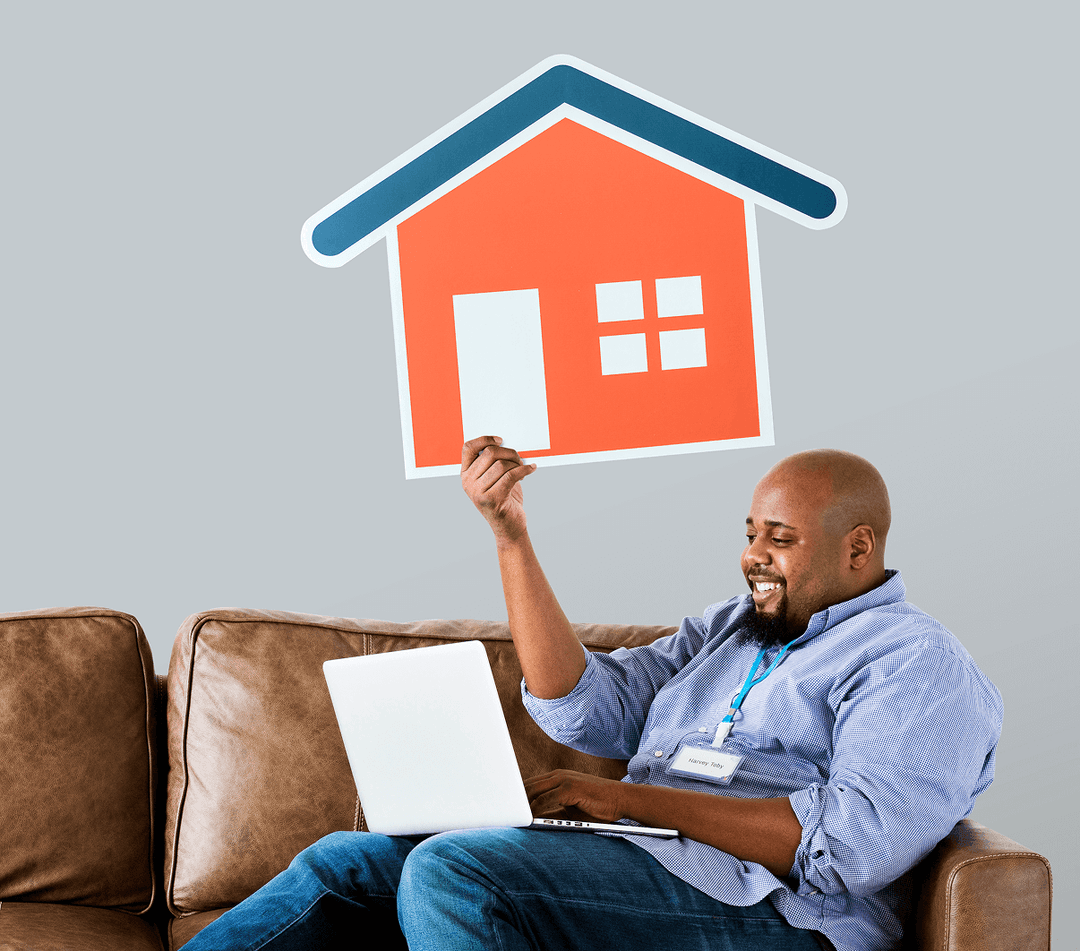 Person holding house illustration